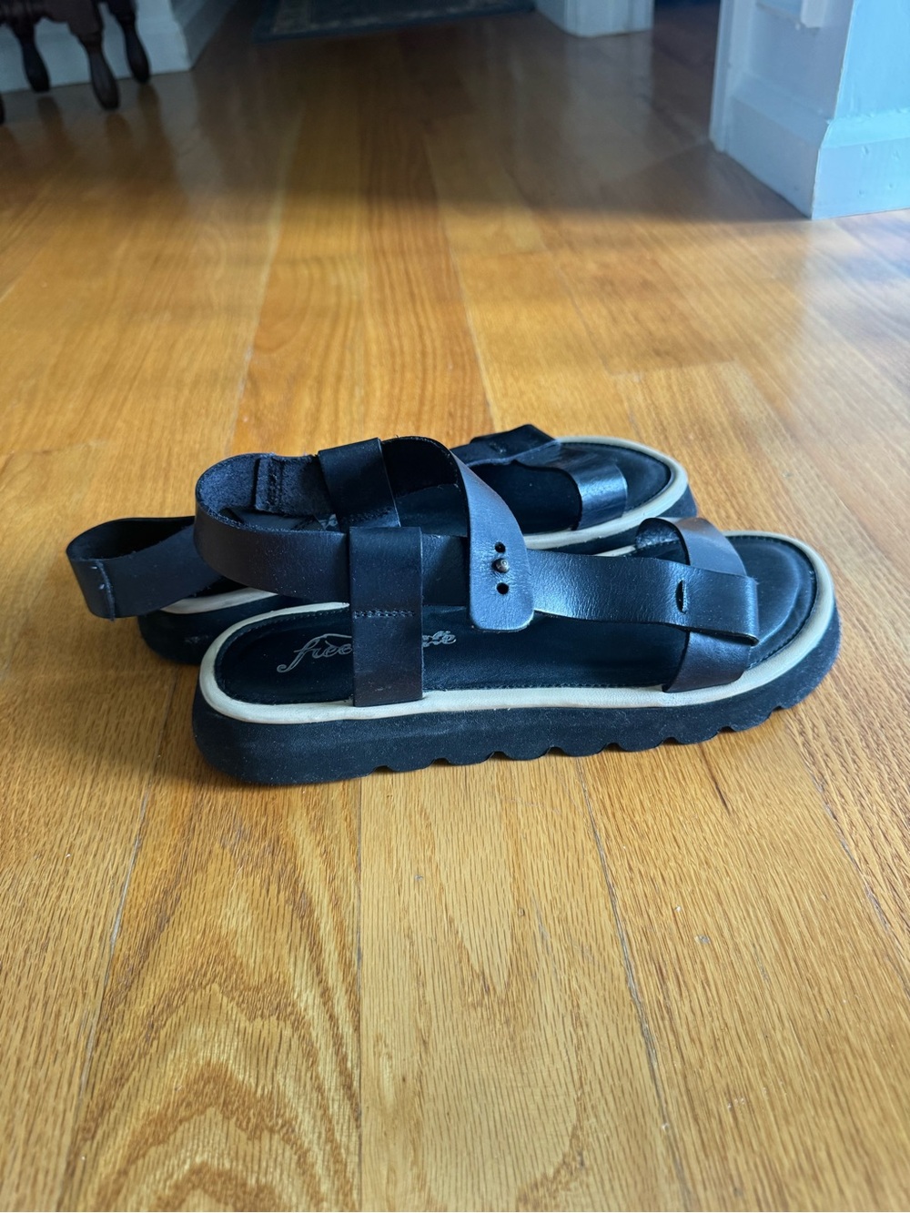 Free People Black Strappy Platform Sandals
